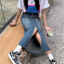 牛仔裙女中長款145矮個子xs碼復古毛邊牛仔半身裙女高腰設計感小眾魚尾裙A字長裙-時尚女裝 歷史價格詳細信息