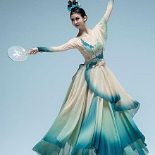 古典舞演出服女飄逸大紅色喜慶卜卦大裙擺藝考雙層晚會紅色舞蹈服 歷史價格詳細信息