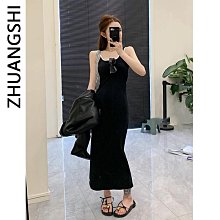 夏季新款辣妹休閑性感黑色吊帶連衣裙修身顯瘦無袖內搭包臀長裙女 價格比較,價格查詢,歷史價格詳細信息
