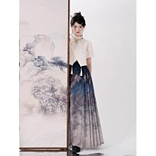 【????】印花馬面裙系列 明制漢服 國風日常改良 黑色馬面裙 新中式漢服女 春夏季黑色系套裝 古裝 漢元素-May美舍 歷史價格詳細信息