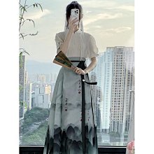 #婷婷百貨#日常通勤  宋制馬面裙 夏秋季改良版 古裝 漢元素 成人漢服 兩件套裝 歷史價格詳細信息