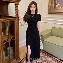 包臀洋裝 黑色素面側開岔連身裙 小中大尺碼 歷史價格詳細信息
