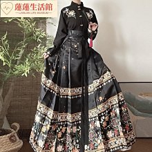 面裙套裝 漢服女 漢元素 中國風套裝 日常通勤 改良宋制漢服女中國風日常通勤漢元素長幹寺墨綠色上班穿秋冬蓮蓮生活館 歷史價格詳細信息