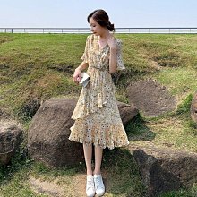 顯瘦夏季碎花2024新款荷葉長裙半身裙雪紡高腰中長款開叉裙子 歷史價格詳細信息