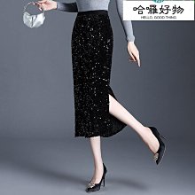 亮片半身裙ins網紅款女高腰性感亮片a字一步包臀開叉-伽美服飾 歷史價格詳細信息