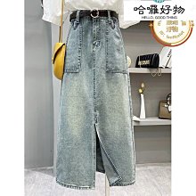 復古a字牛仔半身裙秋季女高腰梨形身材大碼遮肚子開叉顯瘦包臀裙 歷史價格詳細信息