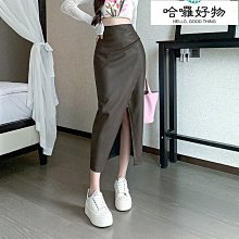 半身裙 韓版皮革長裙 開衩長裙 霧面皮裙 女生裙子 窄裙 皮革 高腰 性感 合身 歷史價格詳細信息