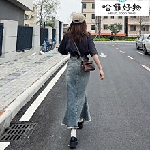 魚尾裙女2023年春季新款高腰顯瘦中長款開叉包臀裙黑色半身長裙子-哈囉好物 歷史價格詳細信息