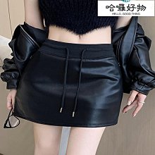 pu皮a字小皮裙女夏季新款高腰顯瘦包臀半身裙遮胯百搭短裙子~微微服飾 歷史價格詳細信息