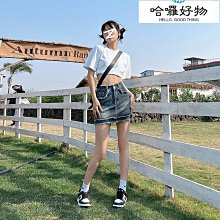 高腰短款牛仔半裙女辣妹a字小個子高腰包臀短裙夏帶腰帶 X88 歷史價格詳細信息