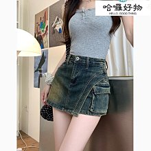 防走光牛仔裙半身裙女夏季梨形身材大碼顯瘦高腰深藍色a字短裙 歷史價格詳細信息