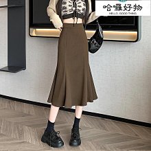 魚尾裙基本款高腰裙子及膝裙長裙不規則半身裙子百搭-黑/紅/藍S-L【AAA4820】 歷史價格詳細信息