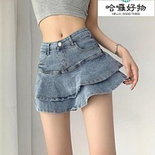 高腰短款牛仔半裙女辣妹a字小個子高腰包臀短裙夏帶腰帶 X88 歷史價格詳細信息