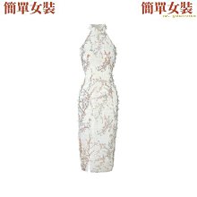 女裝 新中式掛脖顯瘦不規則長裙子 女夏季法式復古設計感吊帶 印花連衣裙-簡單女裝 歷史價格詳細信息