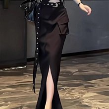 2024新品 工裝長裙 甜酷輕薄松緊抽繩口袋半身裙顯瘦A字中長裙女 歷史價格詳細信息