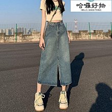 復古牛仔半身裙女夏2024新款高腰顯瘦辣妹工裝小個子a字包臀短裙 歷史價格詳細信息