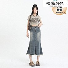 實拍高腰牛仔半身裙女春2024新款設計感百褶氣質短裙子 歷史價格詳細信息