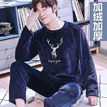 家居服套裝 秋冬家居服 長袖睡衣 可外穿 珊瑚絨睡衣男冬季加厚刷毛春秋冬男士法蘭絨家居服冬天男套裝 歷史價格詳細信息