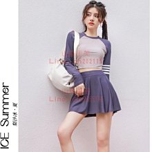 兩件套泳衣女泡溫泉分體保守遮肚顯瘦新款ins風純欲運動泳衣藍色裙式學生潛水 浮潛服專業訓練泳衣 歷史價格詳細信息