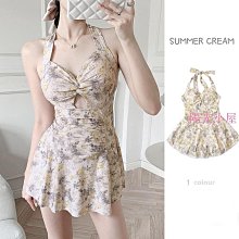 2024韓國泳衣女 遮肚顯瘦裙式平角小胸鋼託聚攏連體潮流格子泳裝 歷史價格詳細信息