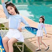 兒童泳裝 長袖碎花公主裙兒童泳衣泳褲三件套組 歷史價格詳細信息