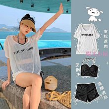 泳衣女分體運動三件套保守遮肚顯瘦寬松韓國仙女范學生防曬游泳裝???? 游泳 夏季-陽光小屋 歷史價格詳細信息