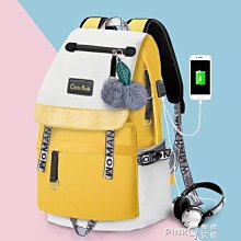 新款時尚休閒雙肩包女初高中學生書包尼龍防潑水橫格撞色背包 歷史價格詳細信息