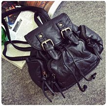 雙肩包後背包水洗皮時尚質感個性女背包街頭風潮流黑包百搭-黑【AAA4469】 歷史價格詳細信息