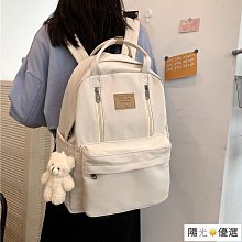 帆布後背包 帆布書包韓版原宿ulzzang女大學生初中生簡約百搭復古背包後背包 歷史價格詳細信息