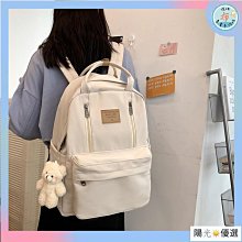 帆布後背包 帆布書包韓版原宿ulzzang女大學生初中生簡約百搭復古背包後背包 歷史價格詳細信息