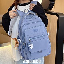 簡約校園風書包女中學生少女雙肩包純色休閑男女大容量帆布背包潮 歷史價格詳細信息