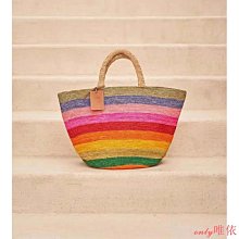 拉菲草編織水桶包菜籃子抽繩內膽拼帆布手提單肩斜挎度假沙灘女包--麥包包 歷史價格詳細信息