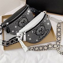 鑲鑽胸包2023新款水鑽女包街頭韓版時尚斜挎小包百搭腰包潮 歷史價格詳細信息
