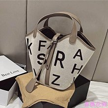 百搭撞色帆布水桶包女夏季大容量包單肩包斜挎包Haobboutique 流行 歷史價格詳細信息