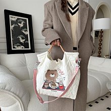 絎縫刺繡小熊手提包軟綿綿便當包手拎包飯盒包上班通勤包 歷史價格詳細信息