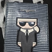 KARL LAGERFELD 卡爾 手寫LOGO養蜂人卡爾棉質短T恤.黑 歷史價格詳細信息