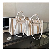 大容量撞色條紋手提包包女新款簡約休閑托特包2023夏季時尚腋下包-Misaki精品 歷史價格詳細信息