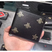 GUCCI 495055 Bee Star 燙金印花牛皮八卡對開短夾.黑 歷史價格詳細信息