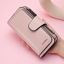 1件女士時尚磨砂軟皮革長款錢包 休閒百搭三折大容量錢夾 多卡位拉鍊搭扣手包 女士禮品 歷史價格詳細信息