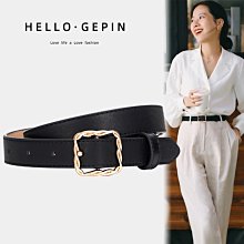 【熱賣精選】皮帶 腰帶 女士皮帶ins風夏季百搭真皮牛皮細腰帶潮黑色配西裝裝飾牛仔褲帶 百搭腰帶 褲帶 歷史價格詳細信息