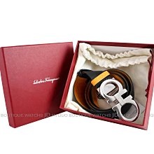 Salvatore Ferragamo GANCINI 雙面兩用荔枝紋牛皮腰帶(橘x黑色) 歷史價格詳細信息