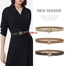 皮帶 腰帶 褲帶 皮帶 腰帶 2024新款簡約C扣雙麵腰帶閤金女士皮帶時尚百搭真皮裝飾細腰帶女 歷史價格詳細信息