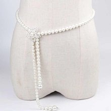 珍珠腰鏈女細配連衣裙子襯衫收腰裝飾腰帶金屬鏈條ins潮百搭時尚大衣腰帶-促銷 歷史價格詳細信息