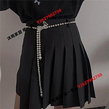 珍珠腰鏈女細配連衣裙子襯衫收腰裝飾腰帶金屬鏈條ins潮百搭時尚大衣腰帶-促銷 歷史價格詳細信息