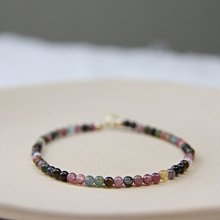 天然碧璽小多寶彩虹手鍊總重6.87gc位是一顆帕藍桶形回紋隔珠925銀鍍金的 收藏老物件 歷史價格詳細信息