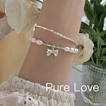 Pure Love樂芙 / 正韓 【B0670】韓系簡約S925純銀珍珠星星吊墜小圓珠彈性繩手鏈 / 銀 歷史價格詳細信息