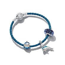 Pandora潘多拉925銀深藍海洋穆拉諾玻璃波紋串飾798938C00~兔年特價 歷史價格詳細信息