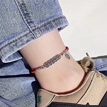 五帝錢足銀腳鍊本命年男女紅黑繩情侶兔年999純銀編織手繩保平安免運免運】 歷史價格詳細信息