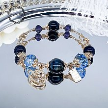 【解忧先生】天然水晶手鍊 海藍寶貔貅手鍊 女 招財手鍊 月光石 白水晶 招財開運 貔貅手繩 歷史價格詳細信息