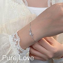 Pure Love樂芙 / 正韓 【B0725】韓系簡約S925純銀珍珠蝴蝶結粉色鋯石碎銀子手鏈 / 銀 歷史價格詳細信息
